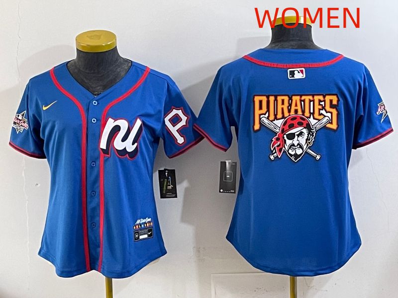 Women 2025 Pittsburgh Pirates Blank Blue All star Nike MLB Jersey style 03->women mlb jersey->Women Jersey